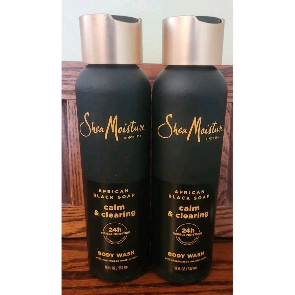 (Pack of 2) Shea Moisture African Black Soap Calm & Clearing Body Wash, 18 fl oz